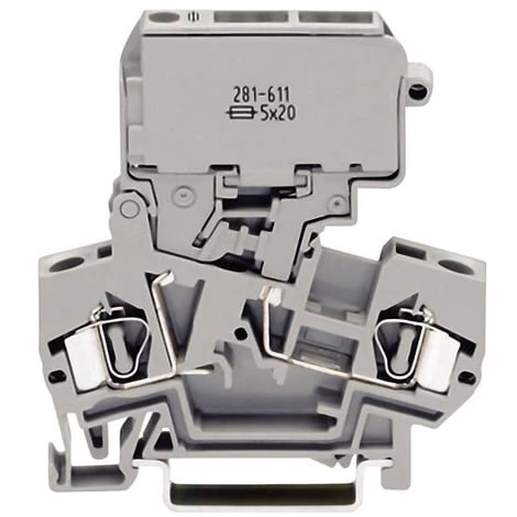 Wago 281-611 Bloc De Jonction à Fusible 2 Voies 28-12AWG 4mm² 10A - Type G 5x20mm - Maintenu - Gris 3 Wago 281-611 Bloc De Jonction à Fusible 2 Voies 28-12AWG 4mm² 10A - Type G 5x20mm - Maintenu - Gris