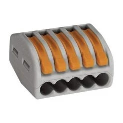 BORNE DE POLARITÉ WAGO 222-415 NOMBRE DE PÔLES: 5 GRIS, ORANGE 10 PC(S)