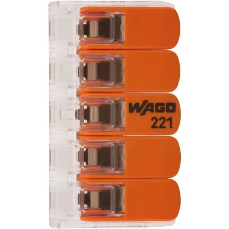 Lot De 3 Mini Bornes De Connexion Rapide S221 Pour Tous Types De Fils - 5 Entrées - Wago 4 Lot De 3 Mini Bornes De Connexion Rapide S221 Pour Tous Types De Fils - 5 Entrées - Wago – Image 2