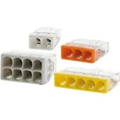 Assortiment De 50 Mini Bornes De Connexion Rapide S2273 Pour Fils Rigides - 10x 2 Entrées + 20x 3 Entrées + 15x 5 Entrées + 5x 8 Entrées - Wago