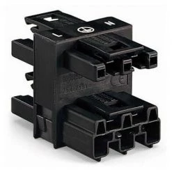 Connecteur Distribution Wago 3 Voies 1 Entrée Femelle Et 3 Sorties Mâle Noir