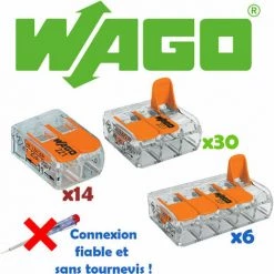Lot De 50 Borniers De Connexion Avec Levier (14x2 + 30x3 + 6x5) - WAGO