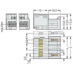 Barrette Mâle (standard) Série 2140 WAGO 734-304 Nbr Total De Pôles 4 Pas: 3.50 Mm 100 Pc(s) -WAGO Soldes Boutique 34043705 3