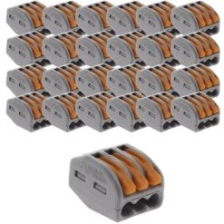 Lot De 300 Mini Bornes De Connexion Rapide à Levier S222 Pour Fils Rigides Et Souples - 3 Entrées - Wago