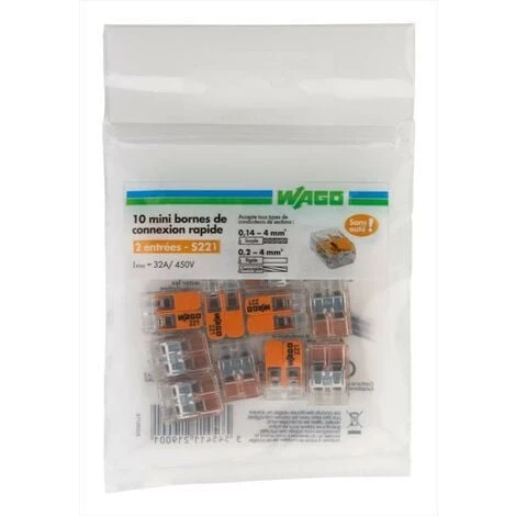 WAGO Lot De 10 Minibornes Automatiques à Levier, 2,5 Mm² Pour Rigide Et Souple WAGO 3 WAGO Lot De 10 Minibornes Automatiques à Levier, 2,5 Mm² Pour Rigide Et Souple WAGO