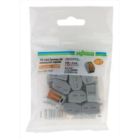 WAGO Lot De 10 Bornes Automatiques à Levier, 2,5 Mm² Pour Rigide Et Souple WAGO 3 WAGO Lot De 10 Bornes Automatiques à Levier, 2,5 Mm² Pour Rigide Et Souple WAGO