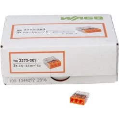 Minibornes Wago 3 Entrées 100 Pièces