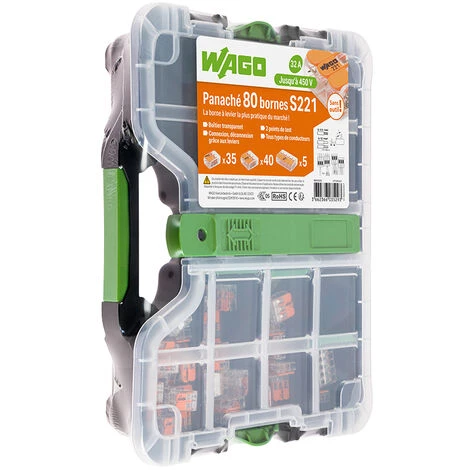Malette De 80 Bornes De Connexion S222 2, 3, Et 5 Entrées Pour Fils Souples Et Rigides - WAGO 4 Malette De 80 Bornes De Connexion S222 2, 3, Et 5 Entrées Pour Fils Souples Et Rigides - WAGO – Image 2