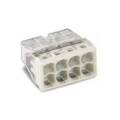 WAGO BORNE POUR BOÎTE DE DÉRIVATION COMPACT - POUR CONDUCTEURS RIGIDES - MAX. 2,5 Mm² - 8 CONDUCTEURS - BOÎTIER TRANSPARENT - COUVERCLE GRIS CLAIR (2273-208)