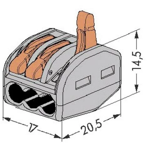 Borne De Raccordement WAGO 222-413-50 Flexible: 0.08-4 Mm² Rigide: 0.08-2.5 Mm² Nombre De Pôles (num): 3 Gris, Orange 5 - Gris, Orange 5 Borne De Raccordement WAGO 222-413-50 Flexible: 0.08-4 Mm² Rigide: 0.08-2.5 Mm² Nombre De Pôles (num): 3 Gris, Orange 5 - Gris, Orange – Image 3